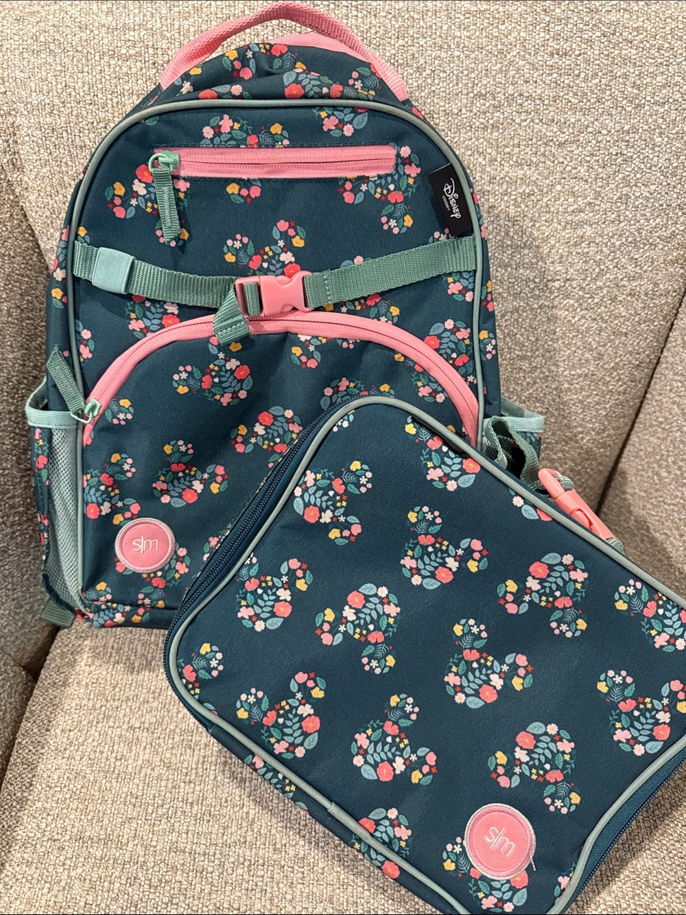 Simply Modern Disney floral Micky backpack lunchbox